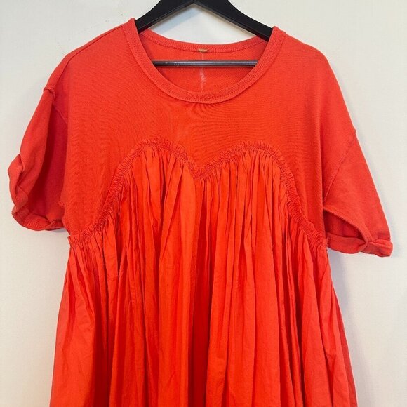 FREE PEOPLE Catalina Mixed Media Minidress in Radiant Watermelon Size X-Small - Picture 6 of 16